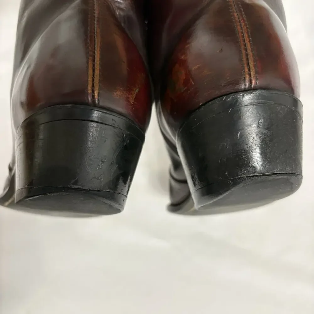 Vintage Wonder Walkers Mens 9.5 D Leather Western Boots USA Side Zip Oxblood